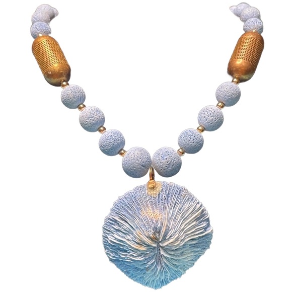 Vintage Jewelry - Blue Dyed Coral Statement Necklace